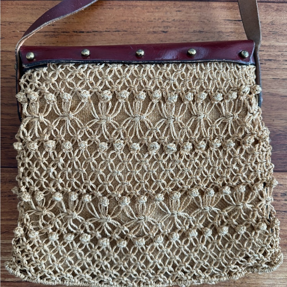 Vintage Unbranded Rattan/Leather Adjustable Strap Shoulder Bag - Picture 5 of 8